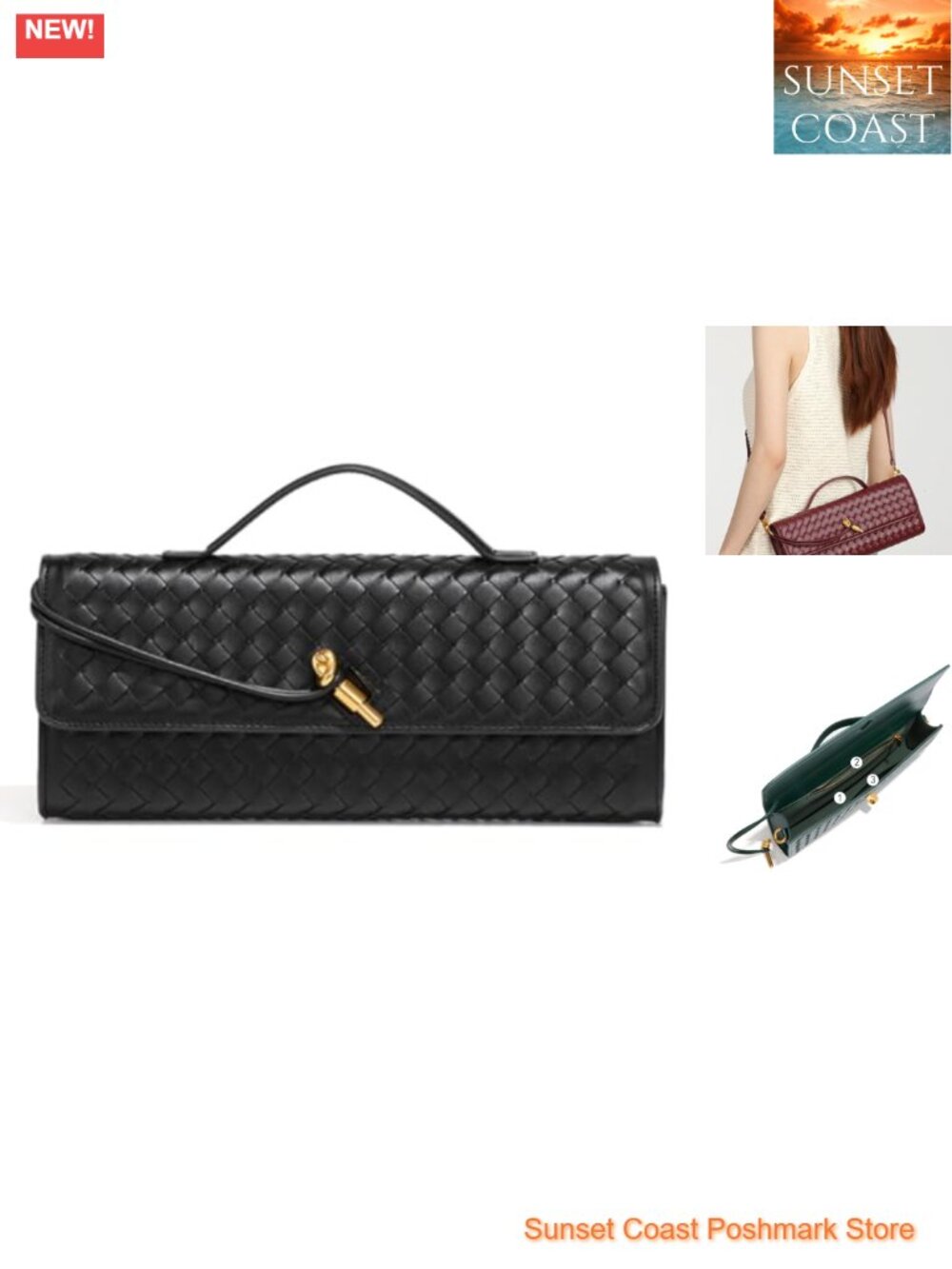 PU Leather Woven Evening Clutch Crossbody Shoulder Bag for Women